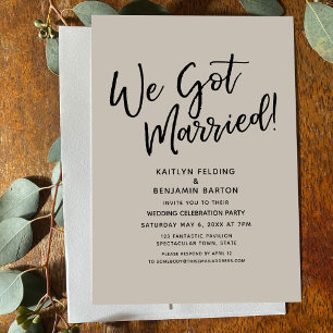 We Got Married! Casual Script Cream Reception Invitation