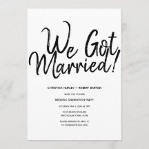 "We Got Married!" Casual Script Wedding Reception