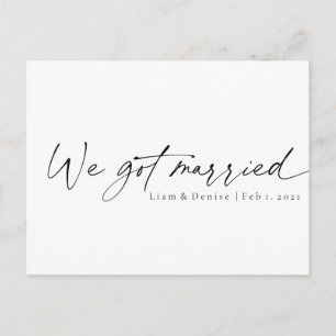 We Got Married Elegant Script Minimal Announcement Postcard