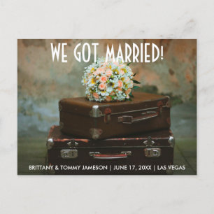 We got married elopement announcement postcard