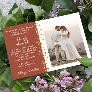 We Got Married Glitter Heart Photo Autumn Gold Invitation