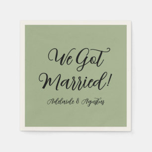 We Got Married Green Paper Napkin
