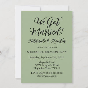 We Got Married Green Wedding Reception  Invitation