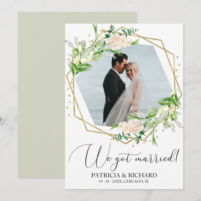 We Got Married Greenery Eloped Announcement (Front/Back)