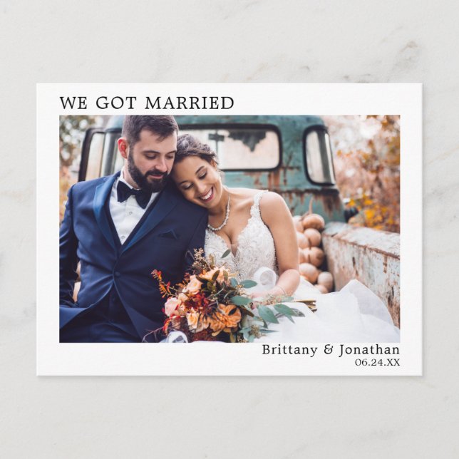 We Got Married Modern Minimalist Simple Postcard (Front)