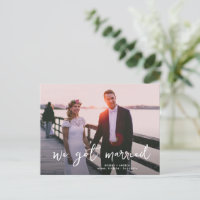 we got married modern wedding announcement