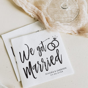We Got Married Post-Nuptial Party Script Lettering Napkin