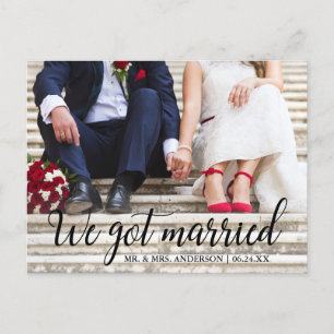 We Got Married Wedding Photo Calligraphy Postcard