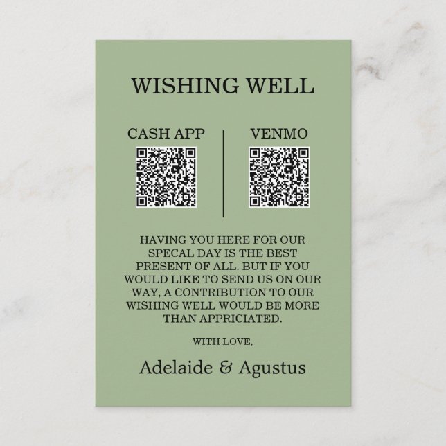 We Got Married Wishing Well Green Wedding Enclosure Card (Front)