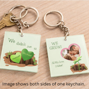 We Grew Love Personalization Photo Valentine Keychain