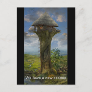 We have a new address   Treehouse Announcement Postcard