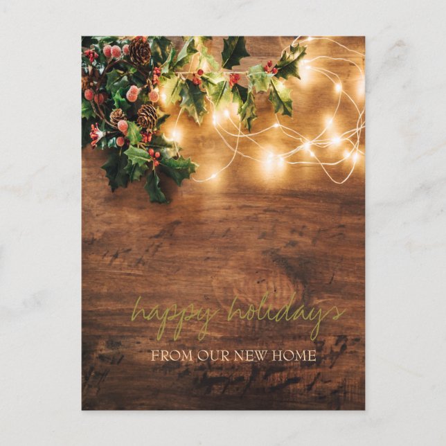 We Have Mistletoe,String Lights,Wood Announcement Postcard (Front)