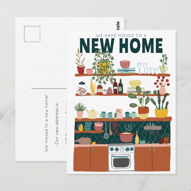 We Have Moved Address Change Cute Kitchen Art Postcard (Front/Back)