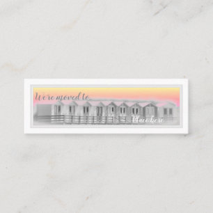 We have moved beach hut, seaside at sunset card