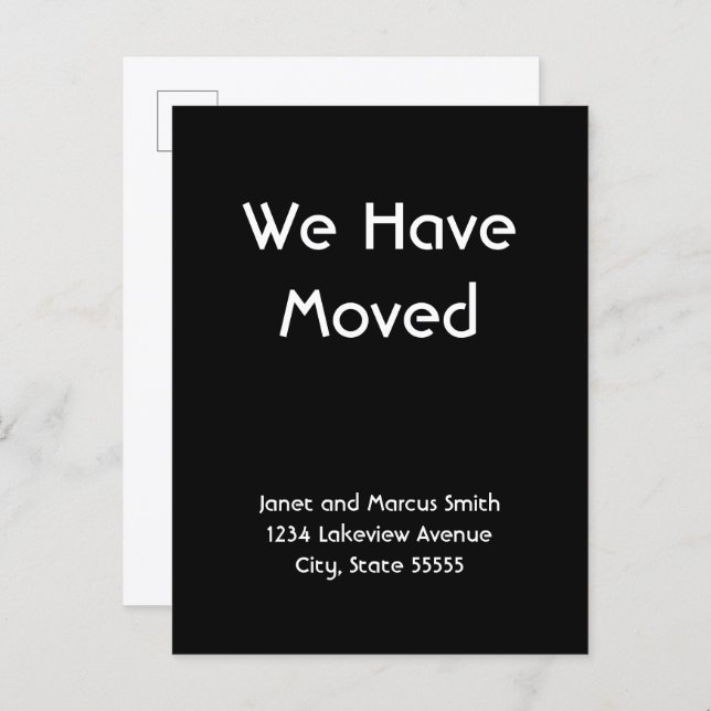 We Have Moved Black and White Moving Announcement (Front/Back)