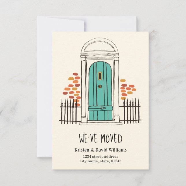 We have Moved - Blue Door Moving Announcement (Front)
