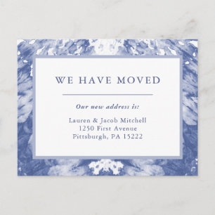 We Have Moved   Blue Tie Dye Moving Announcement Postcard