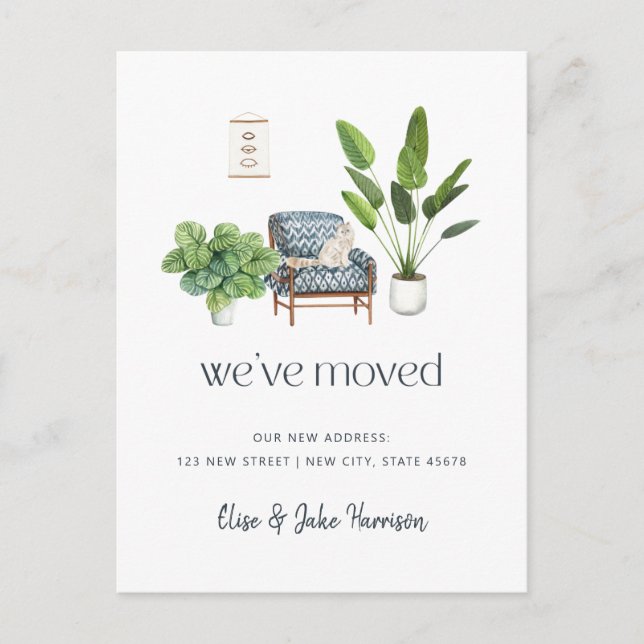 We have moved Boho Cat Moving Announcement Postcard (Front)