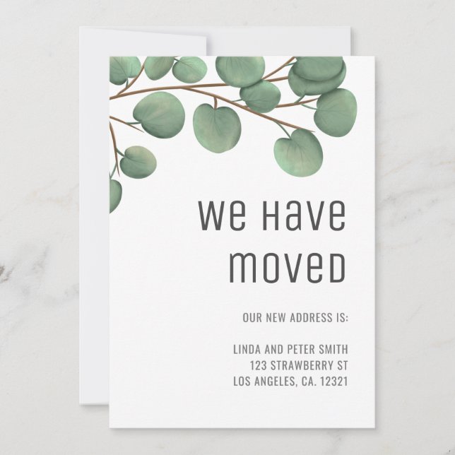 We Have Moved Botanical Typography New Address Announcement (Front)