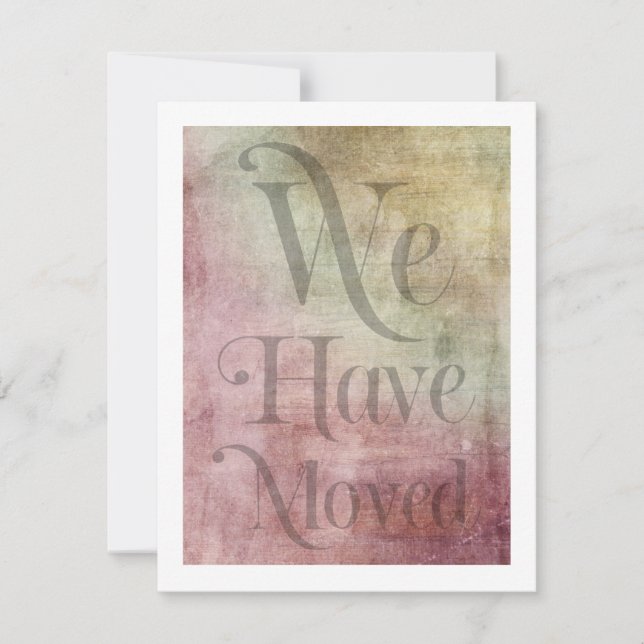 We Have Moved Burgundy Brown Distressed Card (Front)