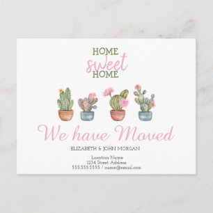 We Have Moved,Cactus,Home Sweet Home Announcement Postcard