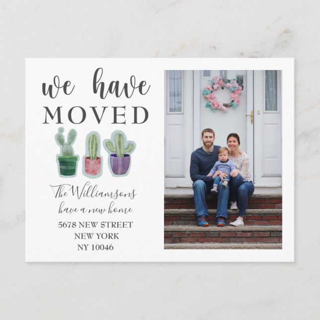 We Have Moved Cactus Photo Moving Announcement (Front)