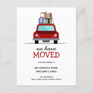 We have Moved Car New Family Address  Announcement Postcard
