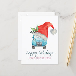 We Have Moved,Car Santa Hat Announcement Postcard