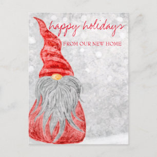 We Have Moved,Christmas Gnome Announcement Postcard