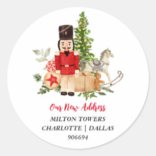 We Have Moved Christmas Nutcracker   New Address  Classic Round Sticker