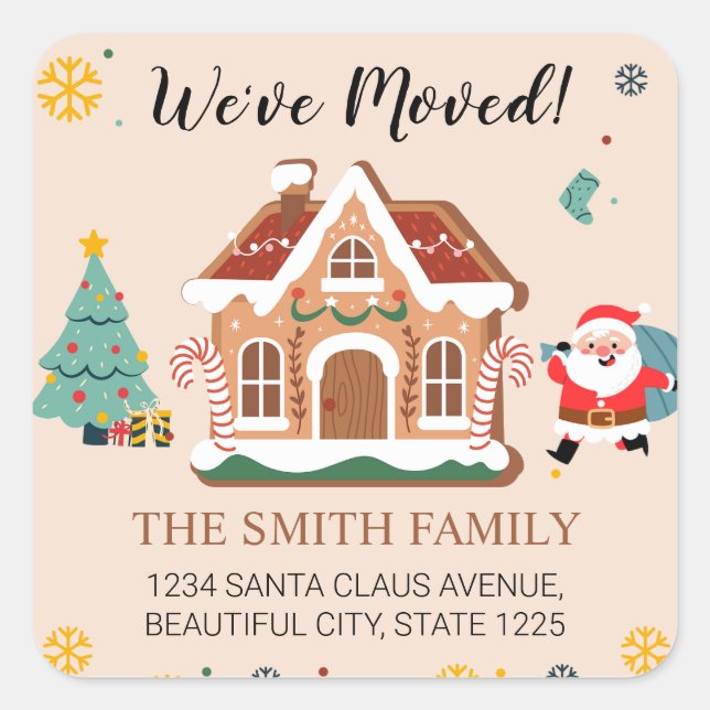 We Have Moved Christmas Tree Santa New Address  Square Sticker (Front)