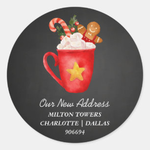 We Have Moved Christmas Vintage   New Address   Classic Round Sticker