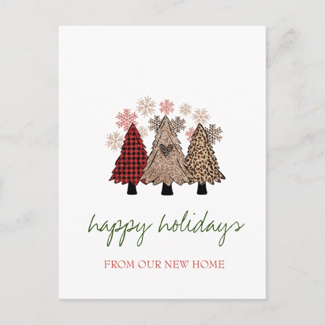 We Have Moved,Cool Christmas Trees  Announcement Postcard (Front)