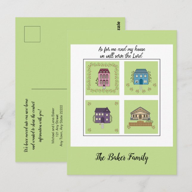 We have moved - faith based As for me and my house Postcard (Front/Back)