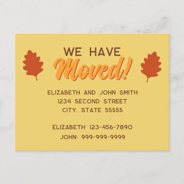 We Have Moved Fall Leaves Moving Announcement Postcard (Front)