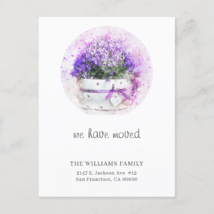 We Have Moved  Floral Watercolor New Address  Announcement Postcard