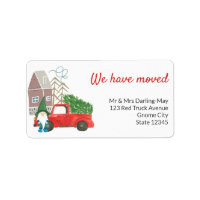 We have Moved Gnome and Red Truck Return Address