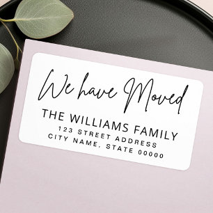 We have moved handwritten script return address label