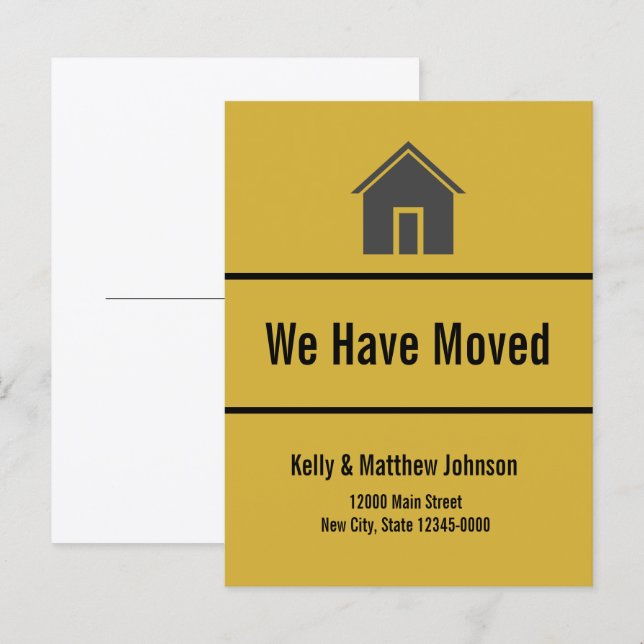 We Have Moved House Gold Moving Announcement Postcard (Front/Back)