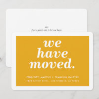 WE HAVE MOVED modern minimal new address amber
