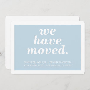 WE HAVE MOVED modern minimal new address baby blue Announcement