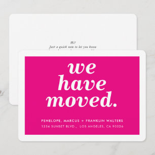 WE HAVE MOVED modern minimal new address hot pink Announcement