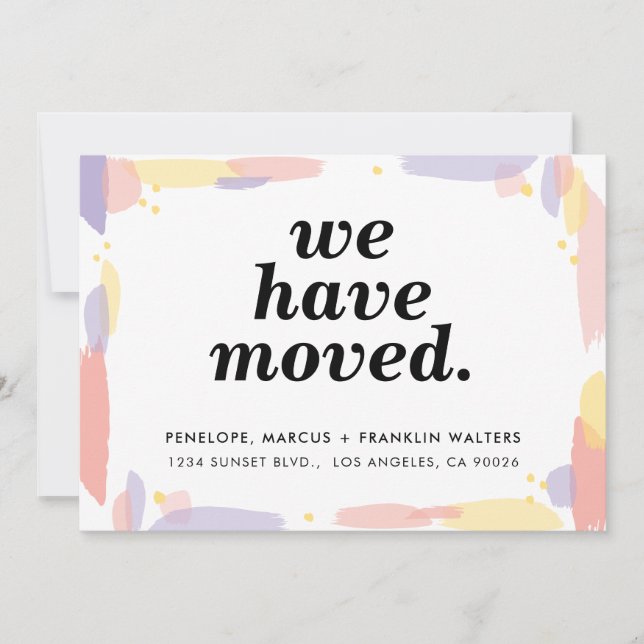 WE HAVE MOVED modern painted new address card (Front)