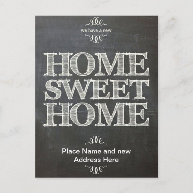 We have Moved New Address Chalkboard Postcard (Front)