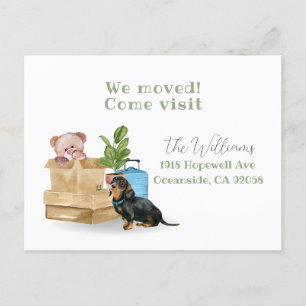 we have moved, new address dog announcement  postcard
