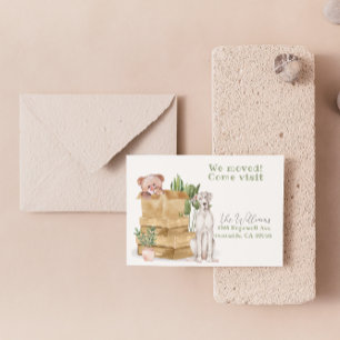 we have moved, new address dog announcement postcard