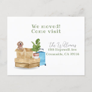 we have moved, new address dog announcement postcard