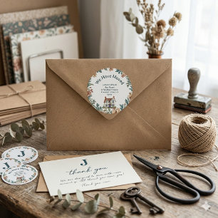 We Have Moved New Address English Country Garden  Classic Round Sticker