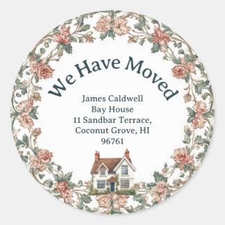 We Have Moved New Address English Country Garden  Classic Round Sticker