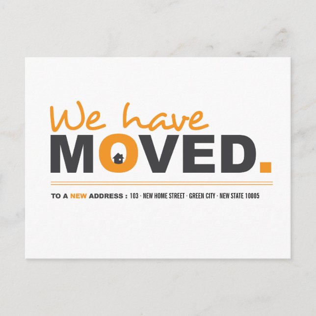 We Have Moved Orange Moving Announcement Postcard (Front)